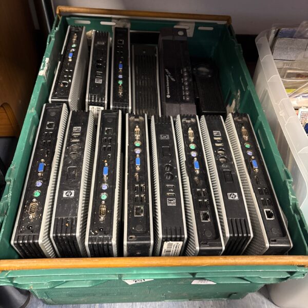Lot of HP desktop PC towers for parts and repair.