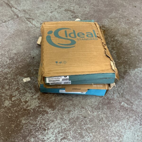 Original packaging for four Ideal Standard toilet seats, vintage bathroom fixtures.