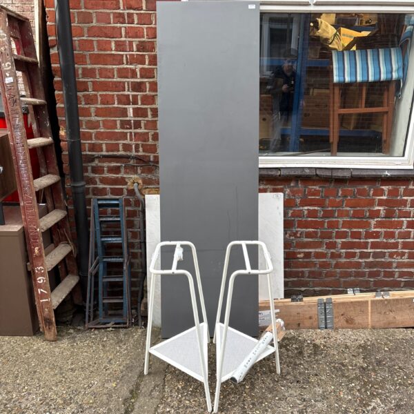 Grey Ikea worktop table with legs, suitable for kitchen or dining.