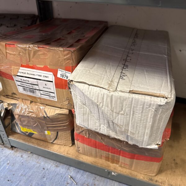 Three boxes of drywall screws & box of gypframe service support plates