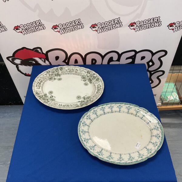 Two large patterned serving plates