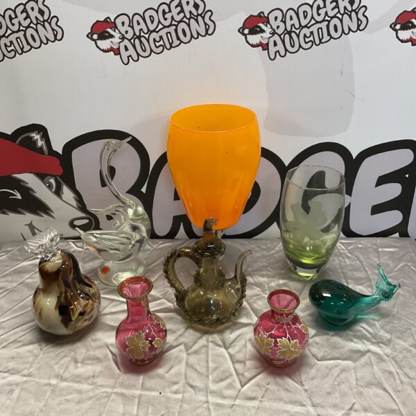 Collection of art glass including murano swan & Victorian glass
