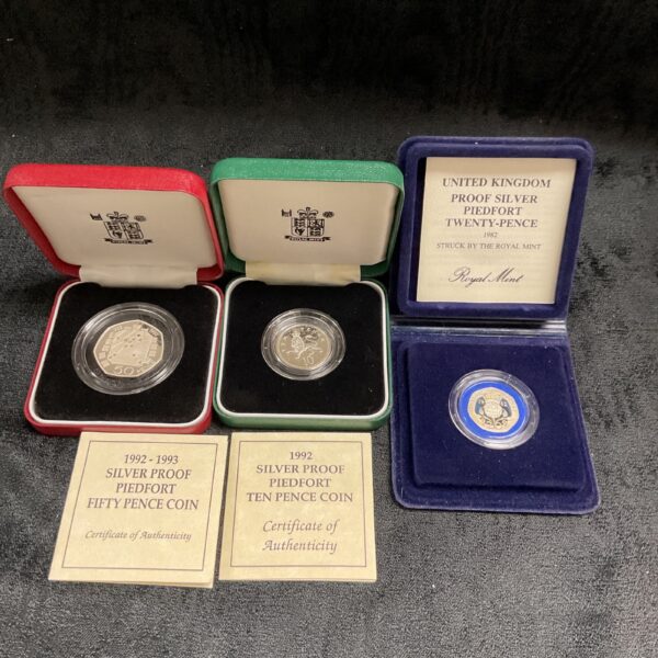 Three Royal Mint Silver Proof Piedfort Coins
