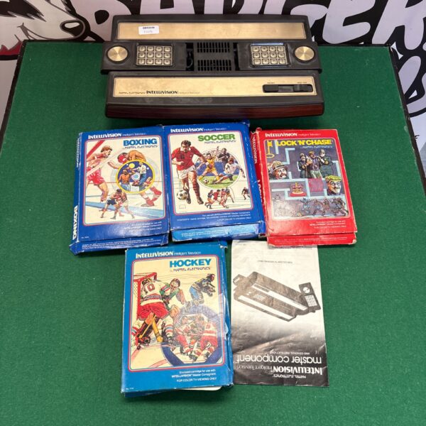 Front view of a vintage Mattel Intellivision video game console.