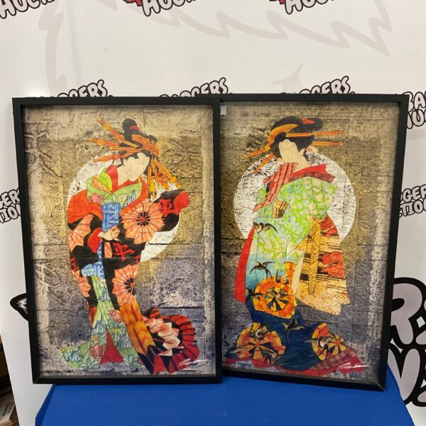 Vintage John Butler Japanese prints depicting traditional entertainers.
