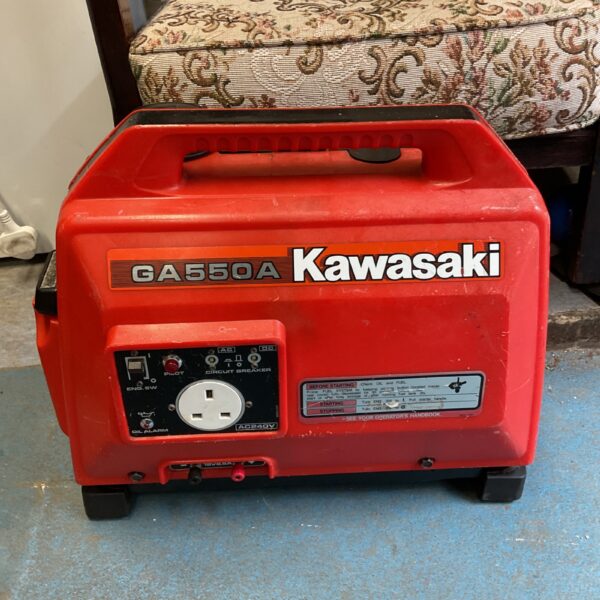 Kawasaki GA550A generator, a portable power source for outdoor use.