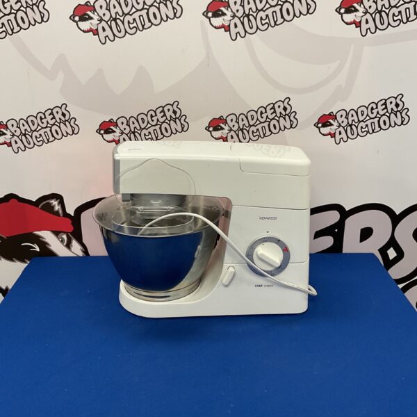 White Kenwood Chef Classic Mixer for kitchen use.