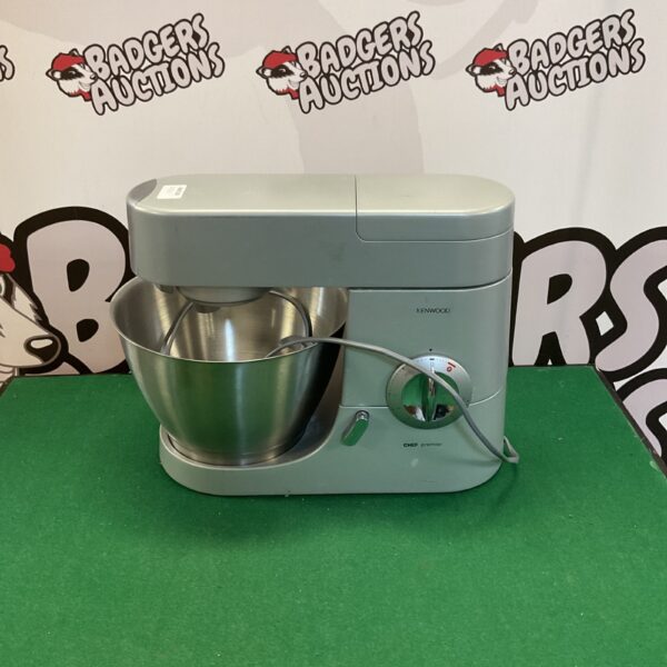 Vintage Kenwood Chef Premier mixer in silver, kitchen appliance.