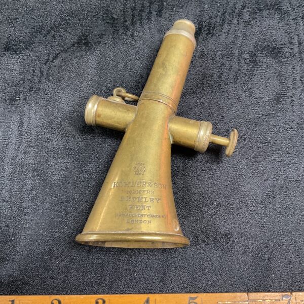 Vintage brass Kohler & Son signal horn from Bromley Kent.