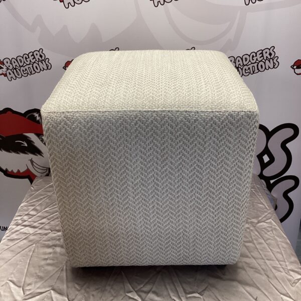 Vintage Larkbury cube footstool, mid-century modern style.