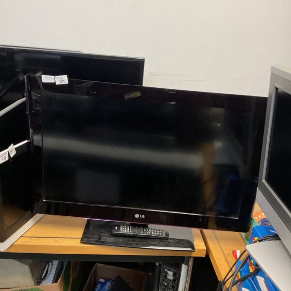 LG 32" LCD television with remote control, untested condition.
