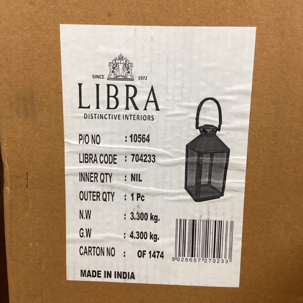 Decorative metal candle lantern from Libra Interiors for home decor.