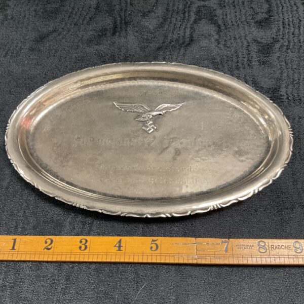 Front view of a 1942 Luftwaffe presentation plate with eagle emblem.