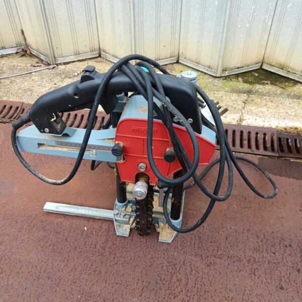 Vintage Mafell chain morticer woodworking tool in used condition.