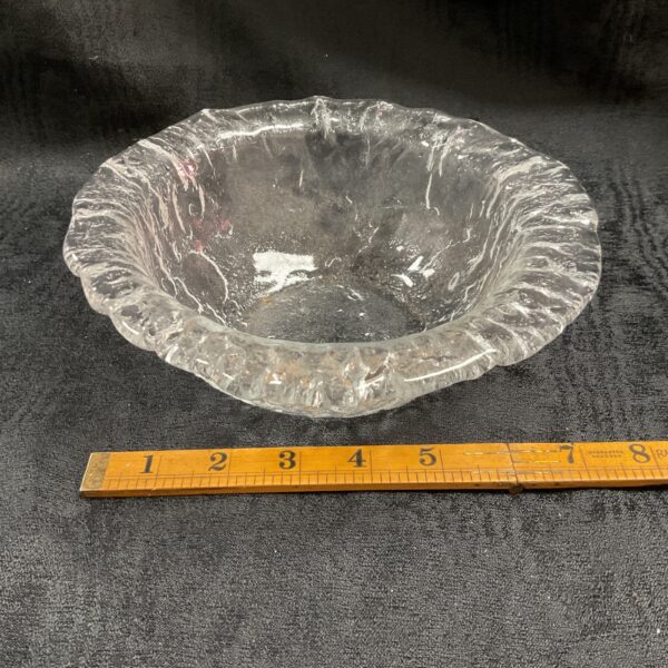 Vintage Magnor Ice Glass Bowl with textured surface.