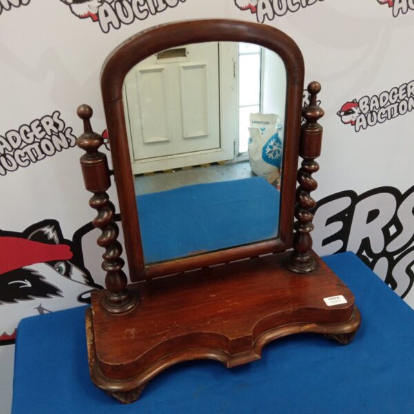 Antique mahogany dressing table mirror with barley twist detailing.