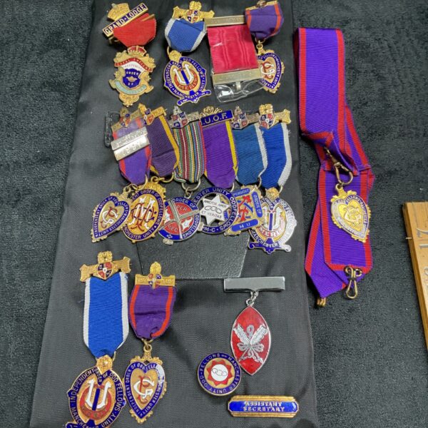 Vintage masonic jewels from the Royal Ancient Order of Oddfellows, Manchester collection.