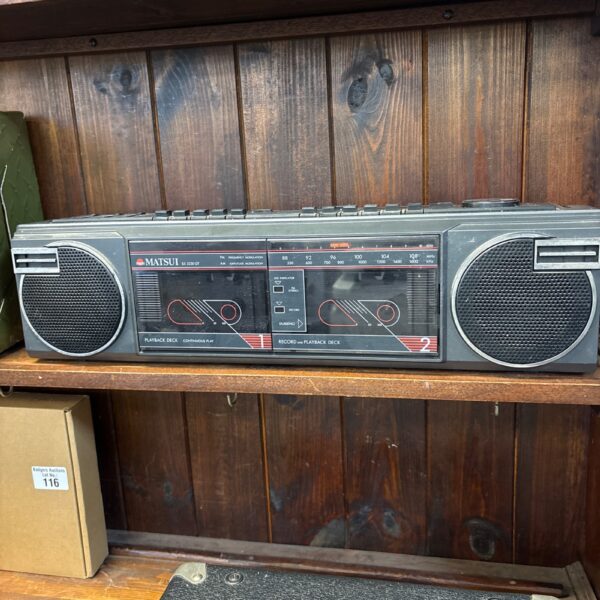 Vintage Matsui portable radio cassette player in used condition.