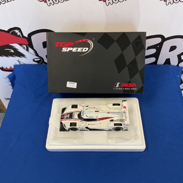 Detailed 1:18 scale Mazda RT24-P DPi race car model.