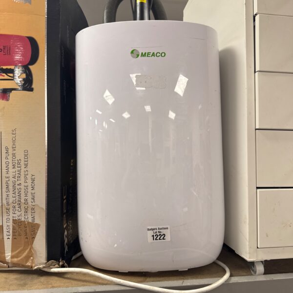 Portable Meaco dehumidifier for moisture removal in small spaces.