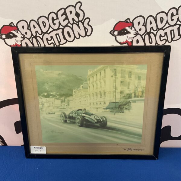 Vintage Michael Turner Monaco Grand Prix print featuring a Formula 1 race car.
