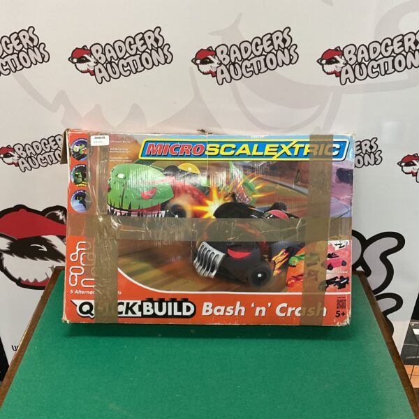 Micro Scalextric QuickBuild Bash n Crash set in box.