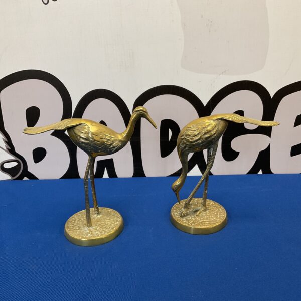 Vintage mid-century brass heron pair sculpture for home decor.