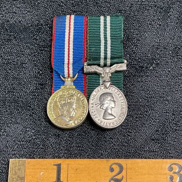 Miniature medal set featuring Air Efficiency and Queen Elizabeth Jubilee awards.