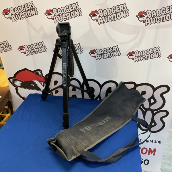Miranda pro video camera tripod with adjustable legs.