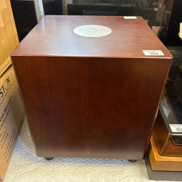 Black Monitor Audio Radius 370 digital subwoofer for home audio.