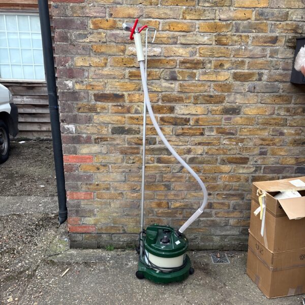 Used Morplan Pro-Steam 2 clothes steamer with wheeled base.