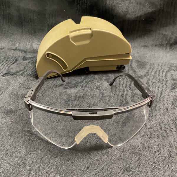 Clear lens MSA Z87 protective glasses for military and industrial use.