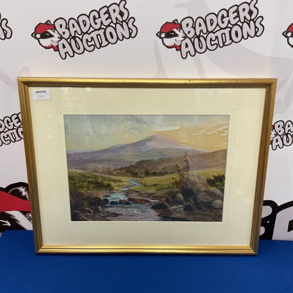 Nan Jones watercolour painting of a Scottish Highland scene with heather.