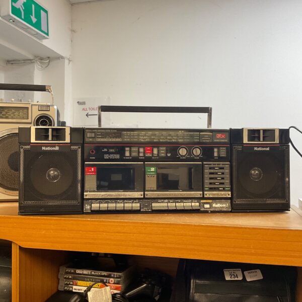 Vintage National RX-CW30 boombox radio with cassette decks.