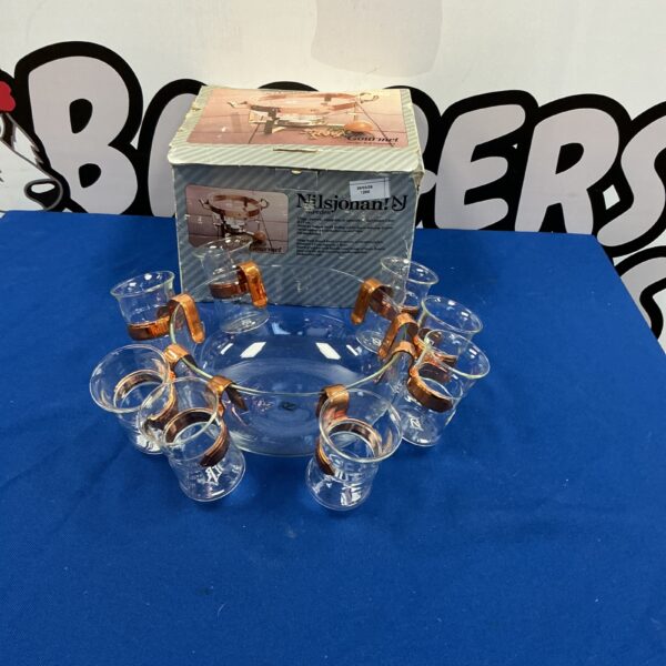 Vintage Niksjohan Gourmet punch bowl set with glasses.