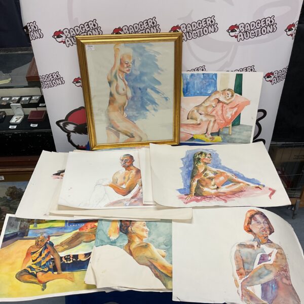 Vintage nude watercolour painting from an artist's portfolio.