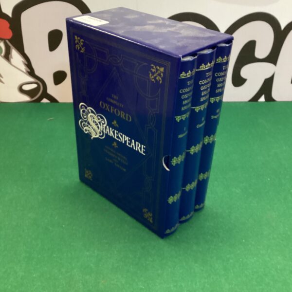 Blue Oxford Shakespeare collection of classic literature books.