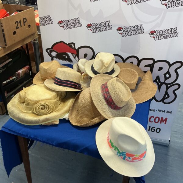 Large lot of Panama hats including Panama Jack brand.