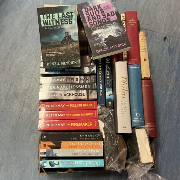 A lot of Peter May novels, including crime and thriller books.