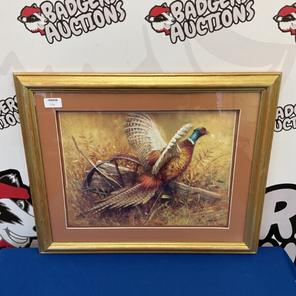 Framed pheasant decoupage picture for country home decor.