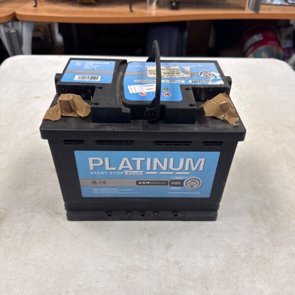 Platinum AGM027E 12V battery, sealed lead acid, untested condition.