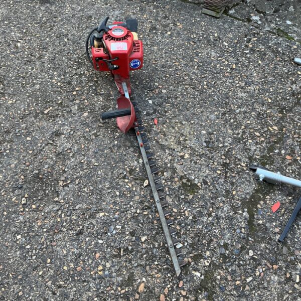 Used PLM petrol hedge trimmer for garden landscaping and maintenance.