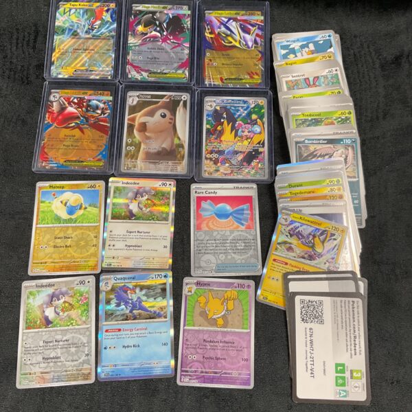 Diverse lot of Pokemon trading cards for collectors and fans.