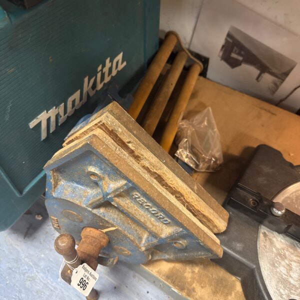 Vintage Record bench clamp for woodworking, showing signs of wear.