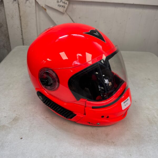 Red Guerrero full face motorcycle helmet for riders.