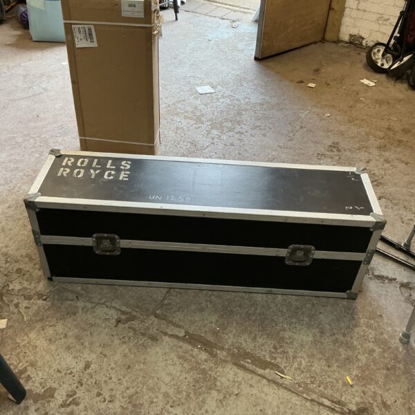 Exterior view of a vintage Rolls Royce flight case.