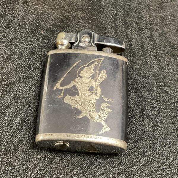 Vintage Ronson sterling silver lighter with Thai design.