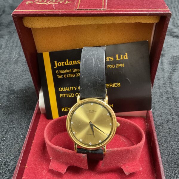 Vintage Rotary quartz wristwatch in its original presentation box.