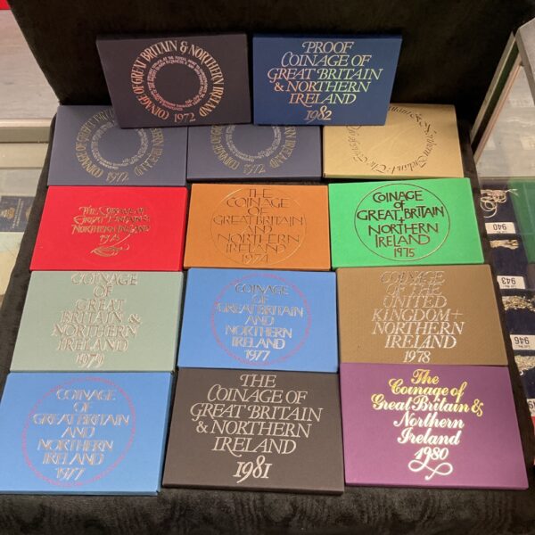 Royal Mint proof coinage collection from Great Britain and Northern Ireland.