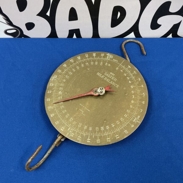 Vintage Salter milk balance scales number 57 for measuring pints.